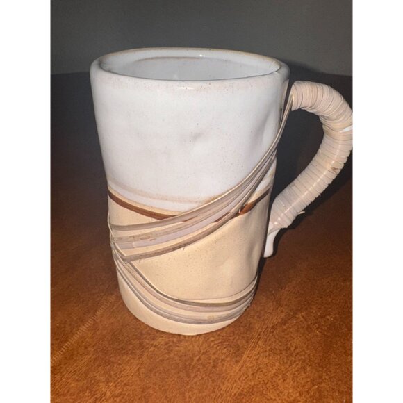 Set Of 2 Ceramic Mugs With Wrapped Handles Rustic Design Hand Wash Only - Picture 7 of 7